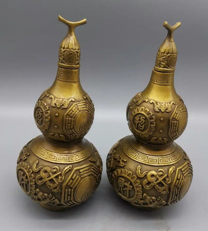 China brass archaize gourd crafts statue A pair