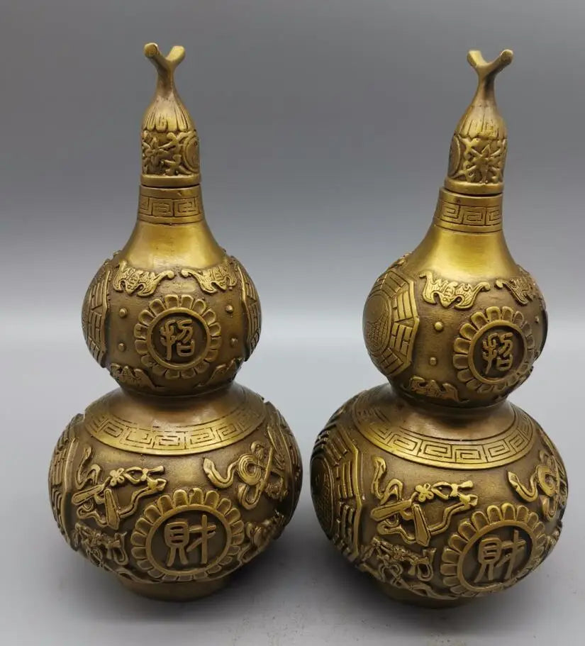 China brass archaize gourd crafts statue A pair