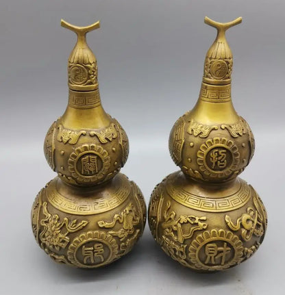 China brass archaize gourd crafts statue A pair