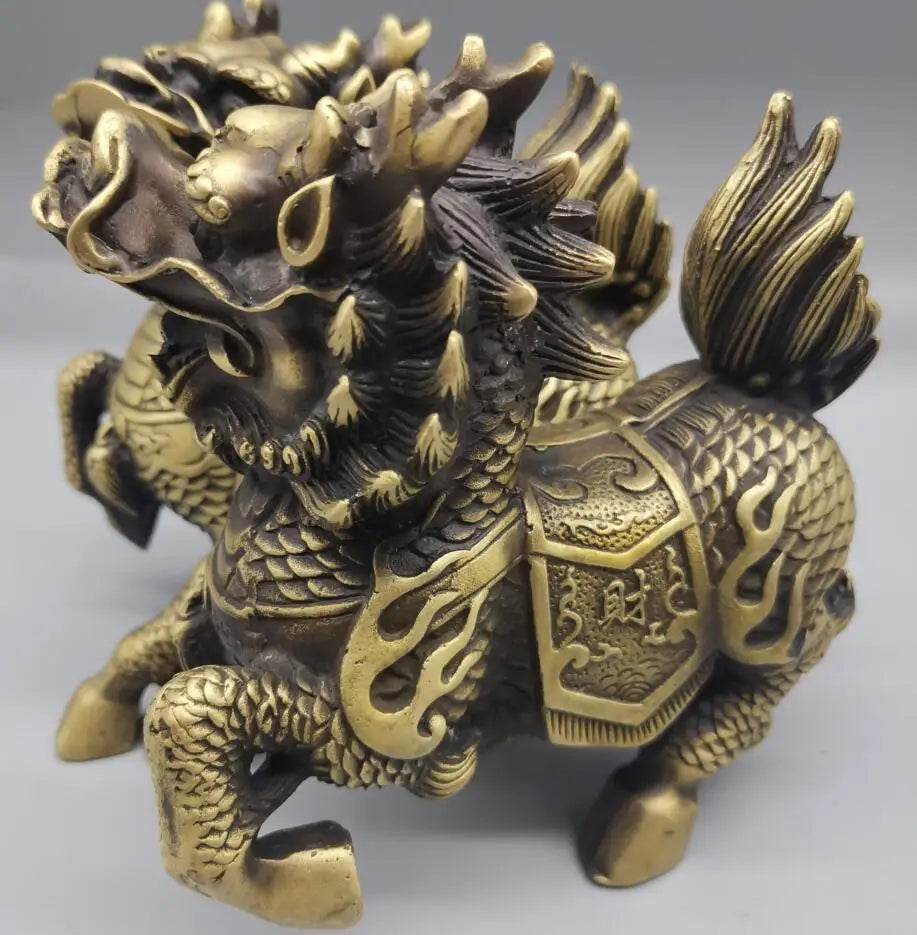 China brass archaize kirin crafts statue A pair