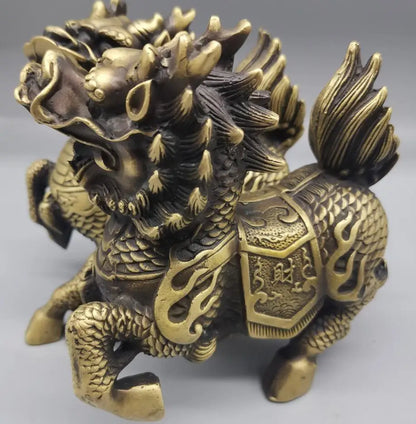 China brass archaize kirin crafts statue A pair