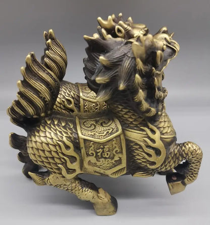 China brass archaize kirin crafts statue A pair