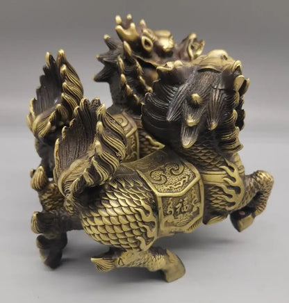 China brass archaize kirin crafts statue A pair