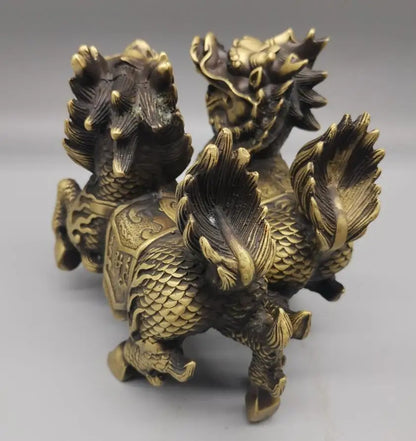 China brass archaize kirin crafts statue A pair