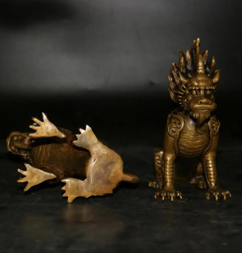 China brass archaize kirin crafts statue A pair