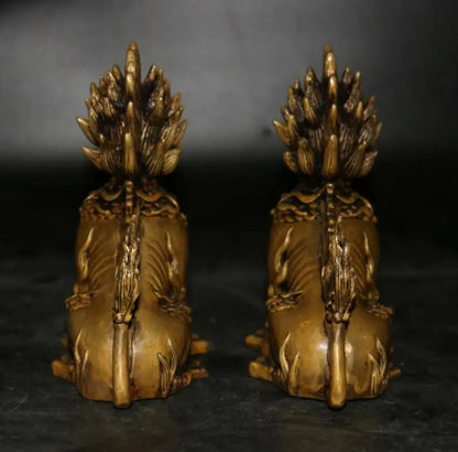 China brass archaize kirin crafts statue A pair
