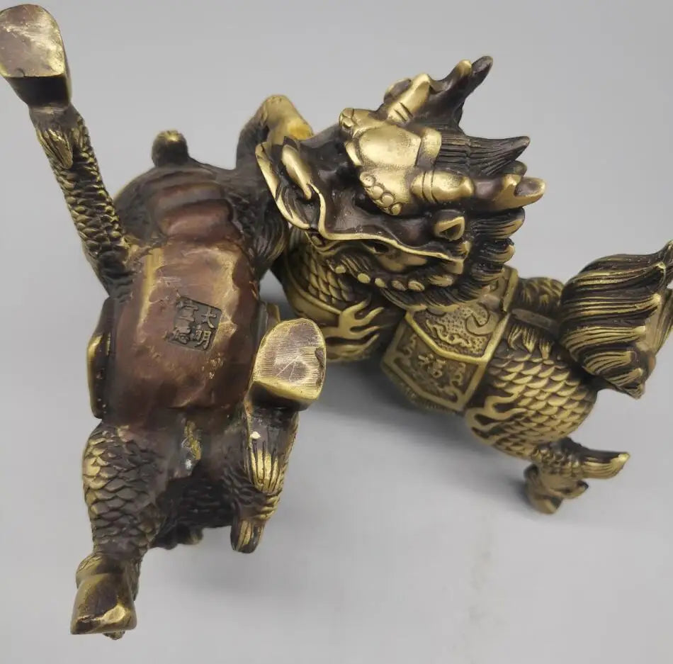 China brass archaize kirin crafts statue A pair