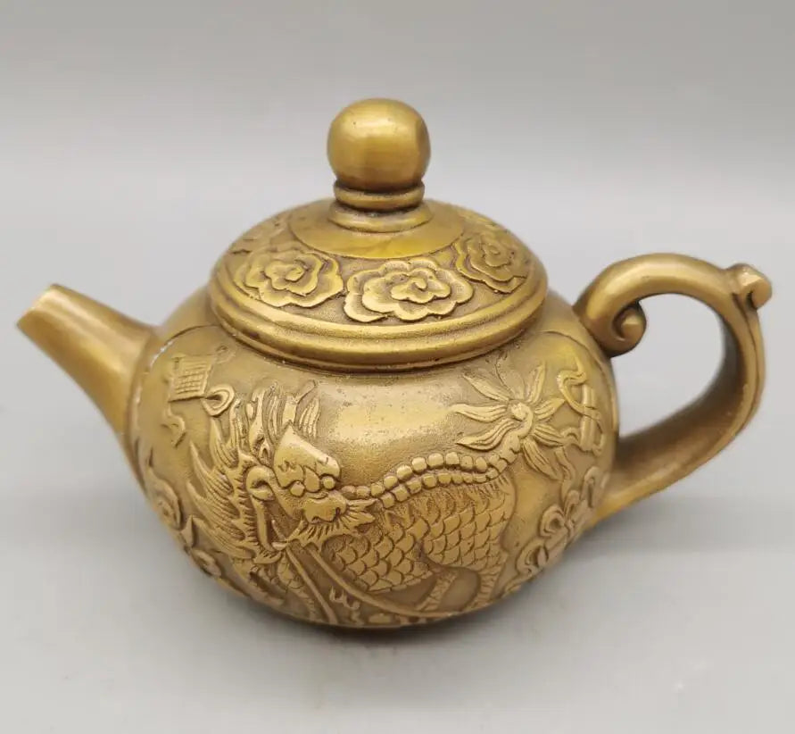 China brass archaize kirin teapot crafts statue