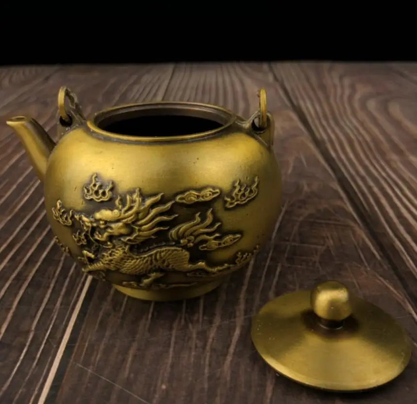 China brass archaize kirin teapot crafts statue