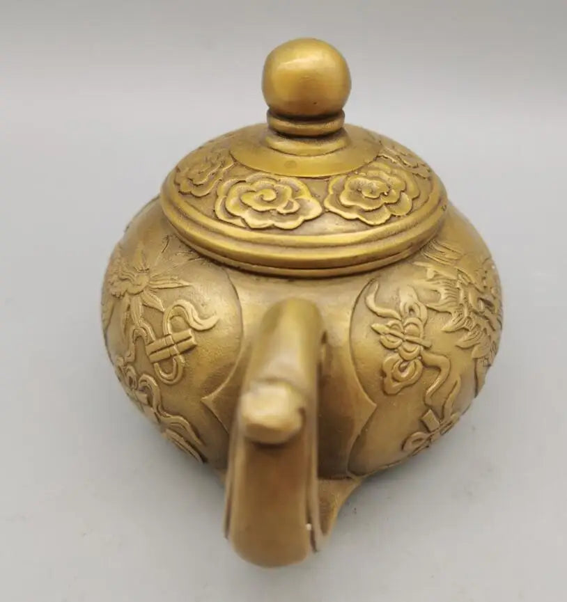 China brass archaize kirin teapot crafts statue