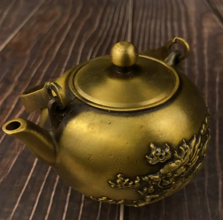 China brass archaize kirin teapot crafts statue