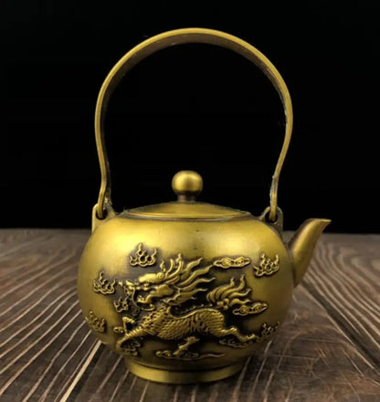 China brass archaize kirin teapot crafts statue