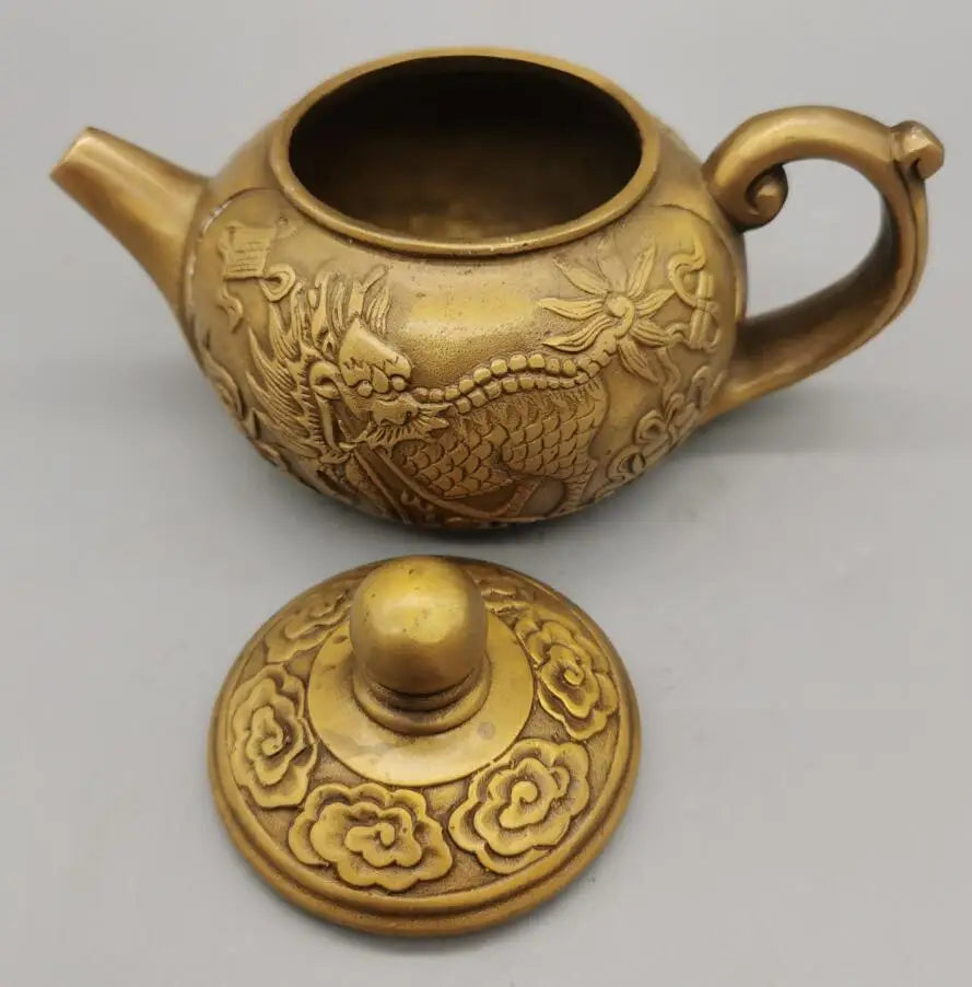 China brass archaize kirin teapot crafts statue