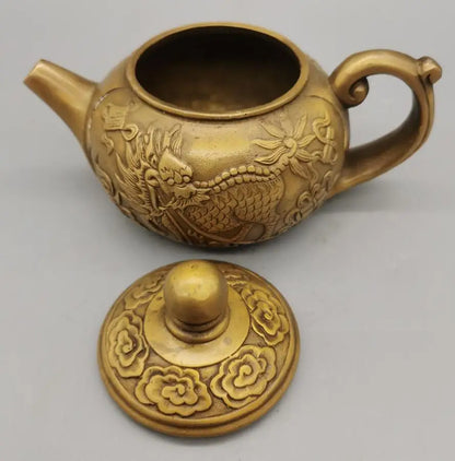 China brass archaize kirin teapot crafts statue