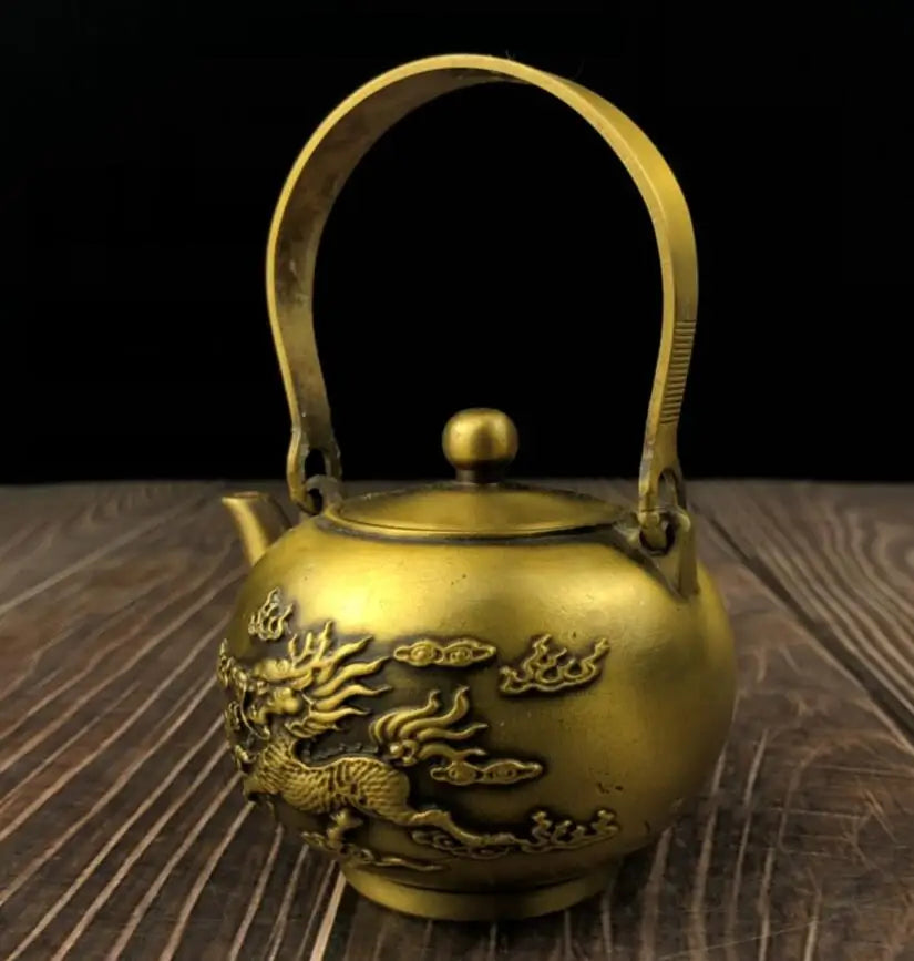 China brass archaize kirin teapot crafts statue