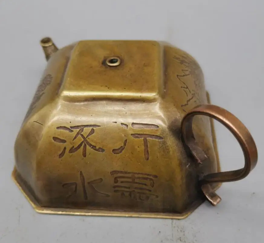 China brass archaize landscape teapot crafts statue