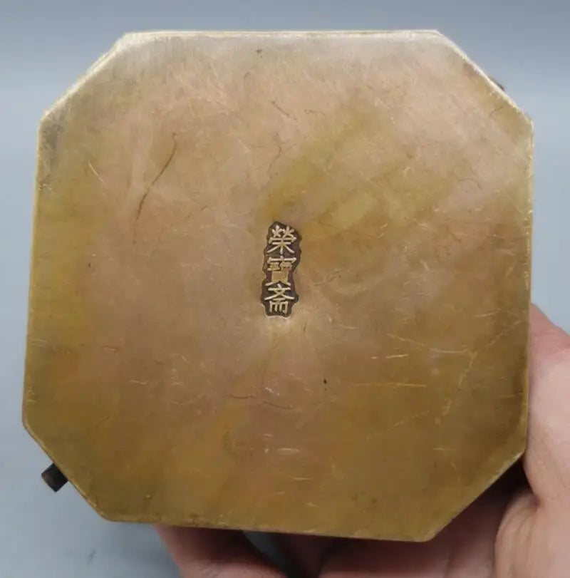 China brass archaize landscape teapot crafts statue