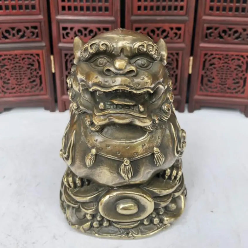 China brass archaize lion crafts statue