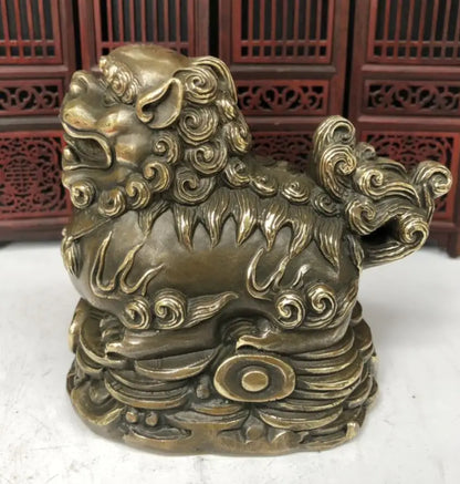 China brass archaize lion crafts statue