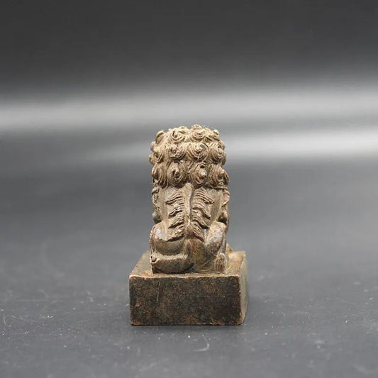 China brass archaize lion seal small crafts statue