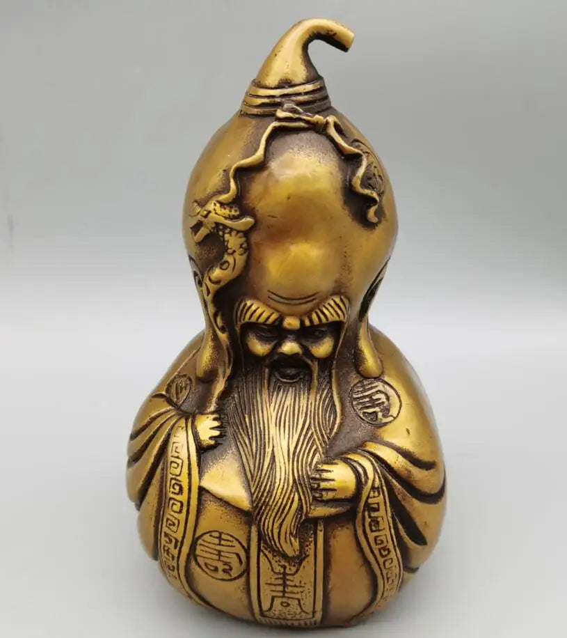 China brass archaize longevity Buddha gourd crafts statue