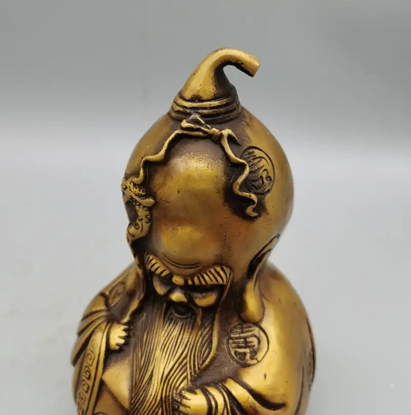 China brass archaize longevity Buddha gourd crafts statue