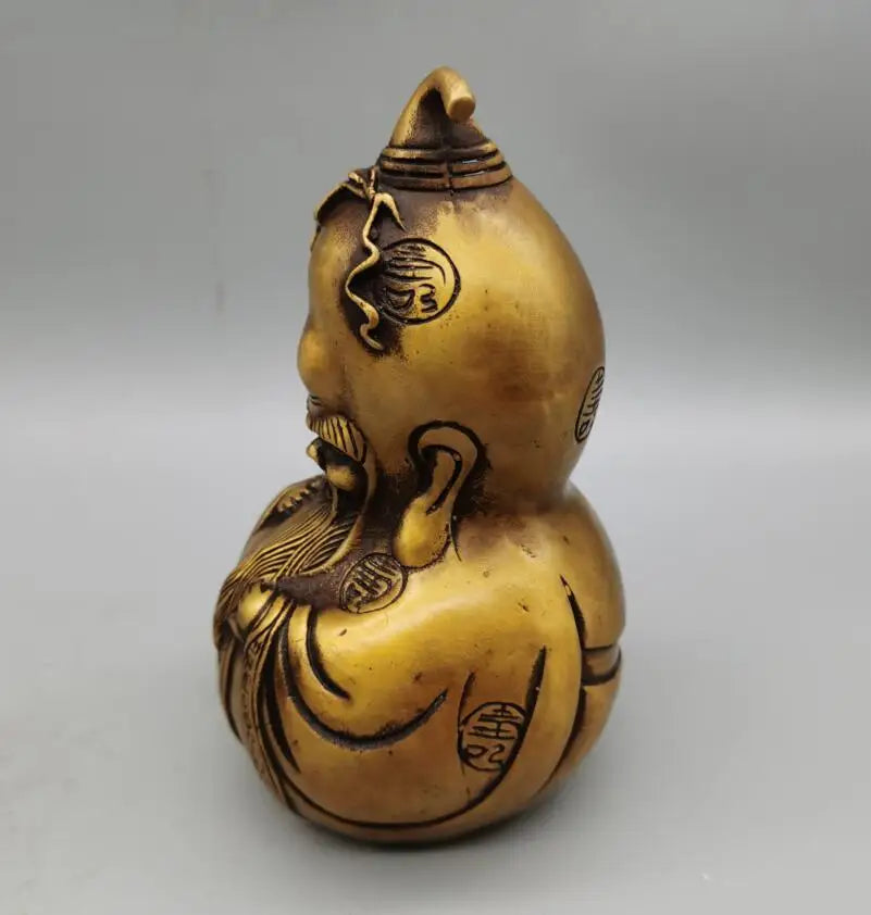 China brass archaize longevity Buddha gourd crafts statue