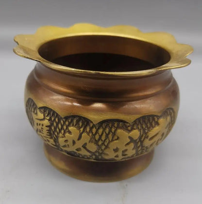 China brass archaize lotus Incense burner crafts statue