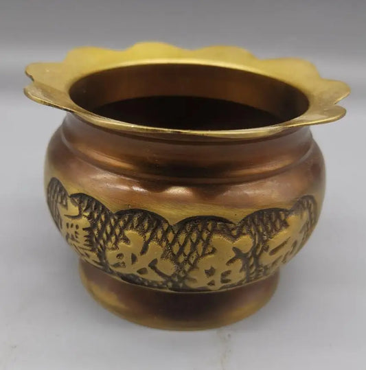 China brass archaize lotus Incense burner crafts statue