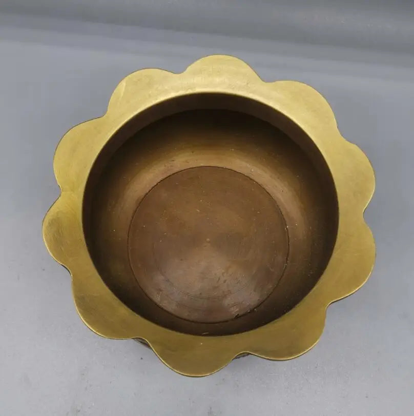China brass archaize lotus Incense burner crafts statue