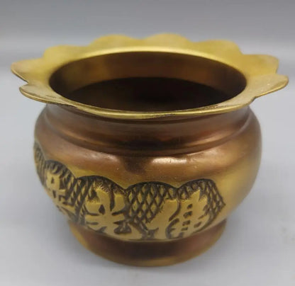 China brass archaize lotus Incense burner crafts statue