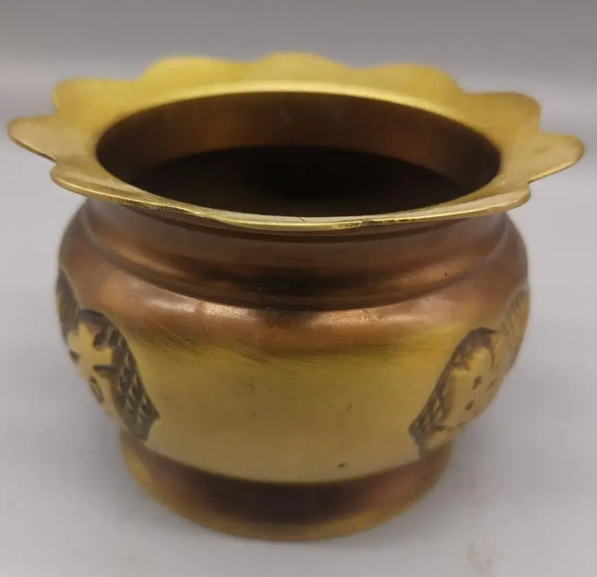 China brass archaize lotus Incense burner crafts statue