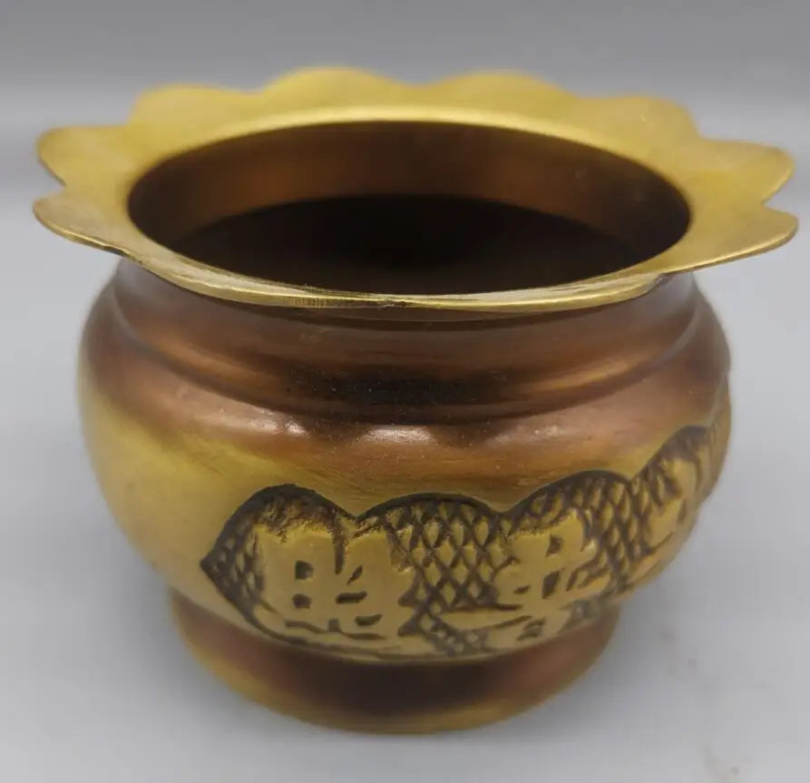 China brass archaize lotus Incense burner crafts statue