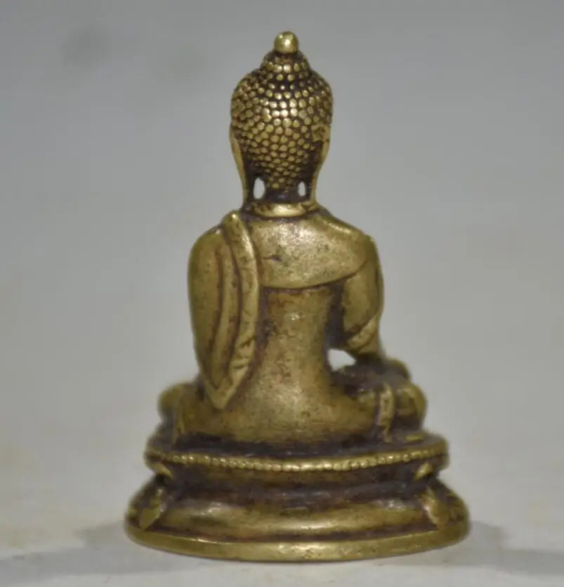 China brass archaize lotus Sakyamuni Buddha small crafts statue
