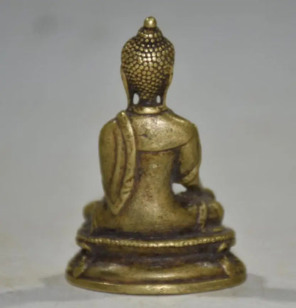 China brass archaize lotus Sakyamuni Buddha small crafts statue