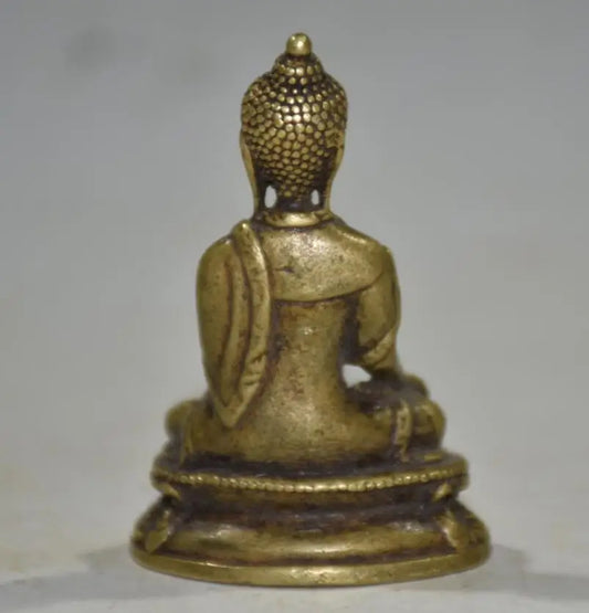 China brass archaize lotus Sakyamuni Buddha small crafts statue