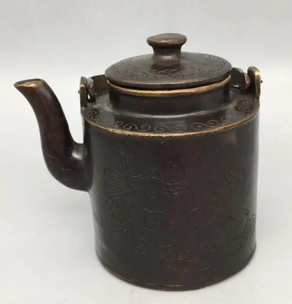 China brass archaize lotus child teapot crafts statue
