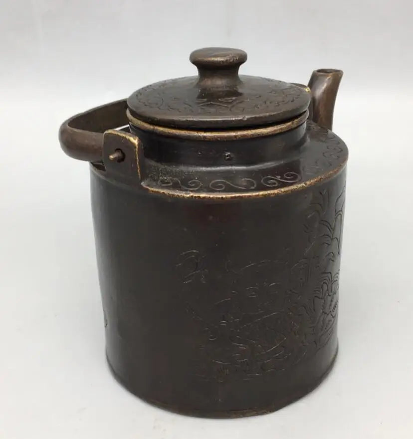 China brass archaize lotus child teapot crafts statue