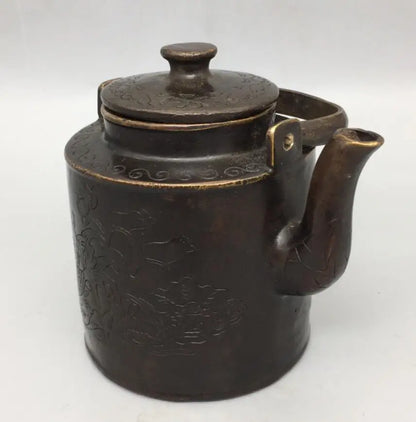 China brass archaize lotus child teapot crafts statue