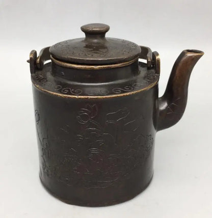 China brass archaize lotus child teapot crafts statue
