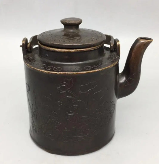 China brass archaize lotus child teapot crafts statue