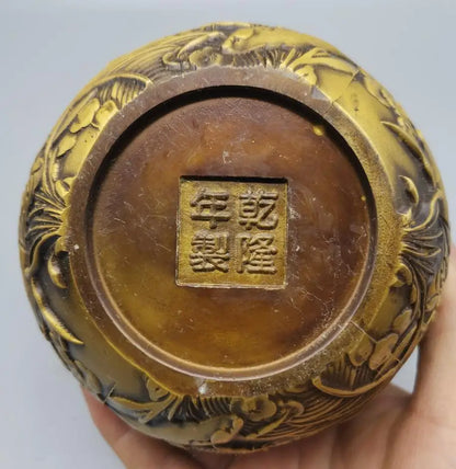 China brass archaize lotus fish tank crafts statue