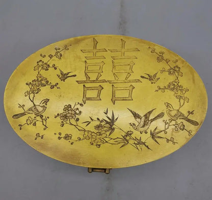 China brass archaize magpies Jewelry box crafts statue