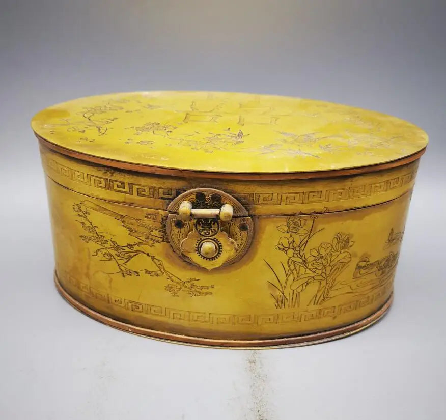 China brass archaize magpies Jewelry box crafts statue
