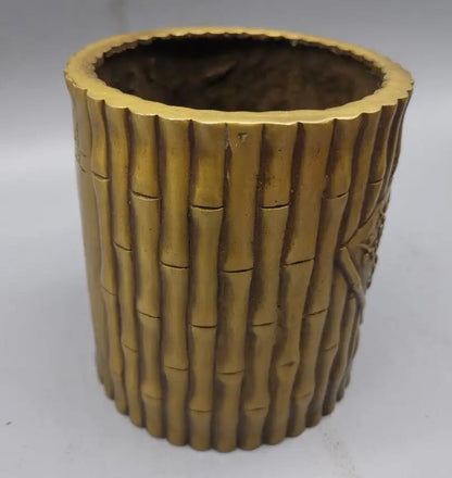 China brass archaize magpies plum blossom Pen holder crafts statue