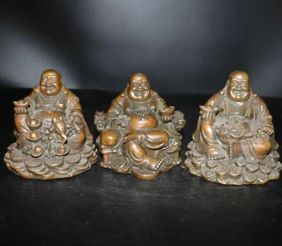 China brass archaize maitreya Buddha crafts statue