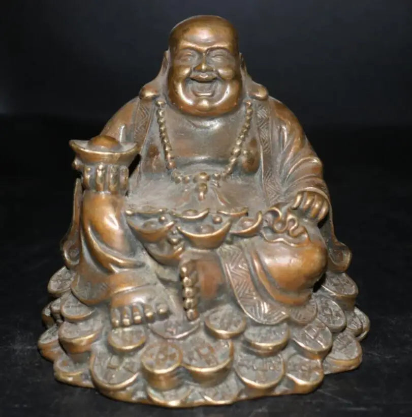 China brass archaize maitreya Buddha crafts statue