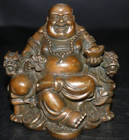 China brass archaize maitreya Buddha crafts statue