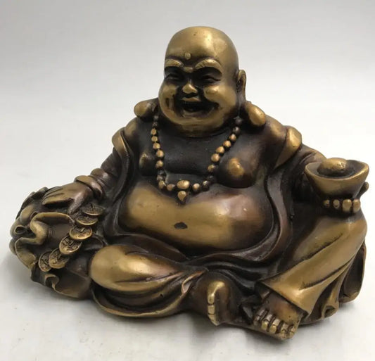 China brass archaize maitreya Buddha crafts statue