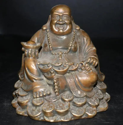 China brass archaize maitreya Buddha crafts statue